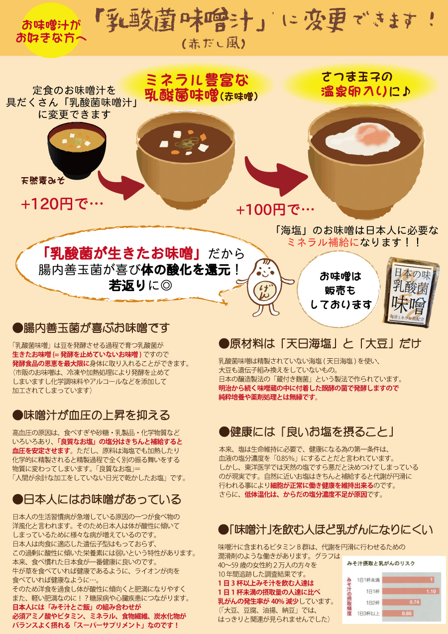 お味噌汁がお好きな方へ Natural Kitchen めだか2号店 大阪 梅田の玄米自然食レストラン カフェ